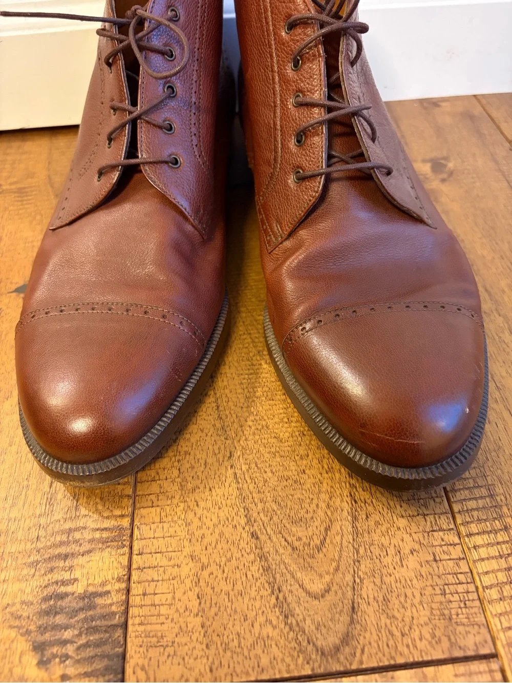 Vintage Salvatore Ferragamo Pebble Grain Leather Cap Toe Dress Boots Italy Sz 10